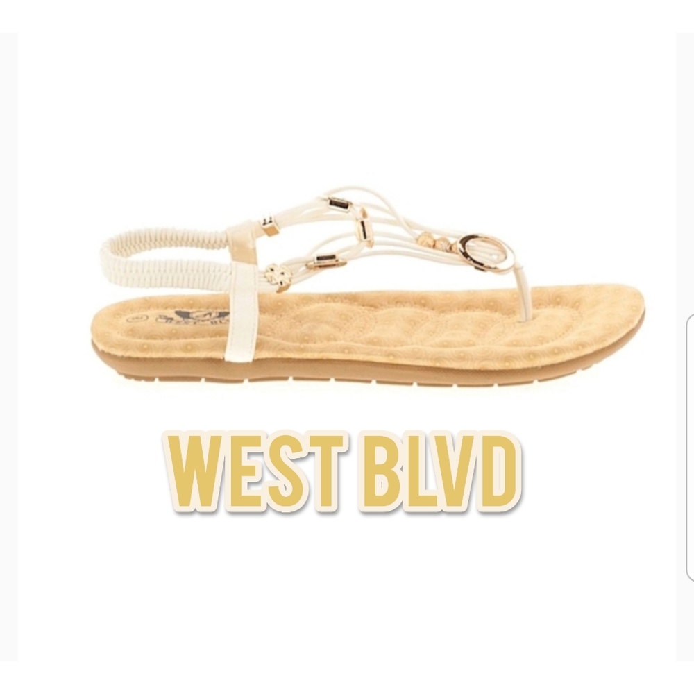 ||West Blvd|| White Sandals-8